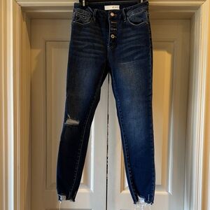 KanCan - Women's Dark Blue Distressed Jeans